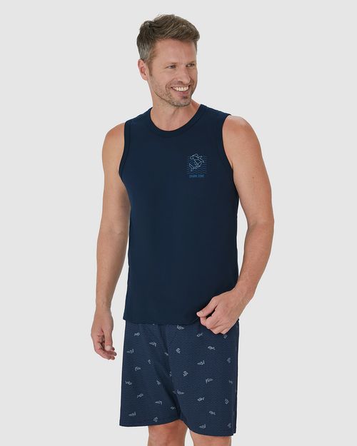 Pijama Masculino Shark Zone Em Algodão