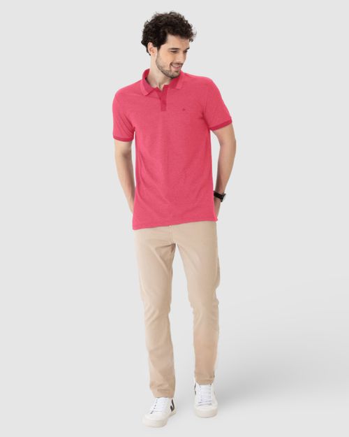 Camisa Polo Masculina Peitilho Frontal Em Malha Mesclada