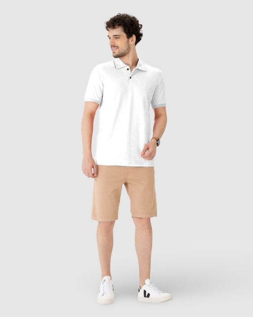 Camisa Polo Masculina Abertura Lateral Em Piquet Stretch
