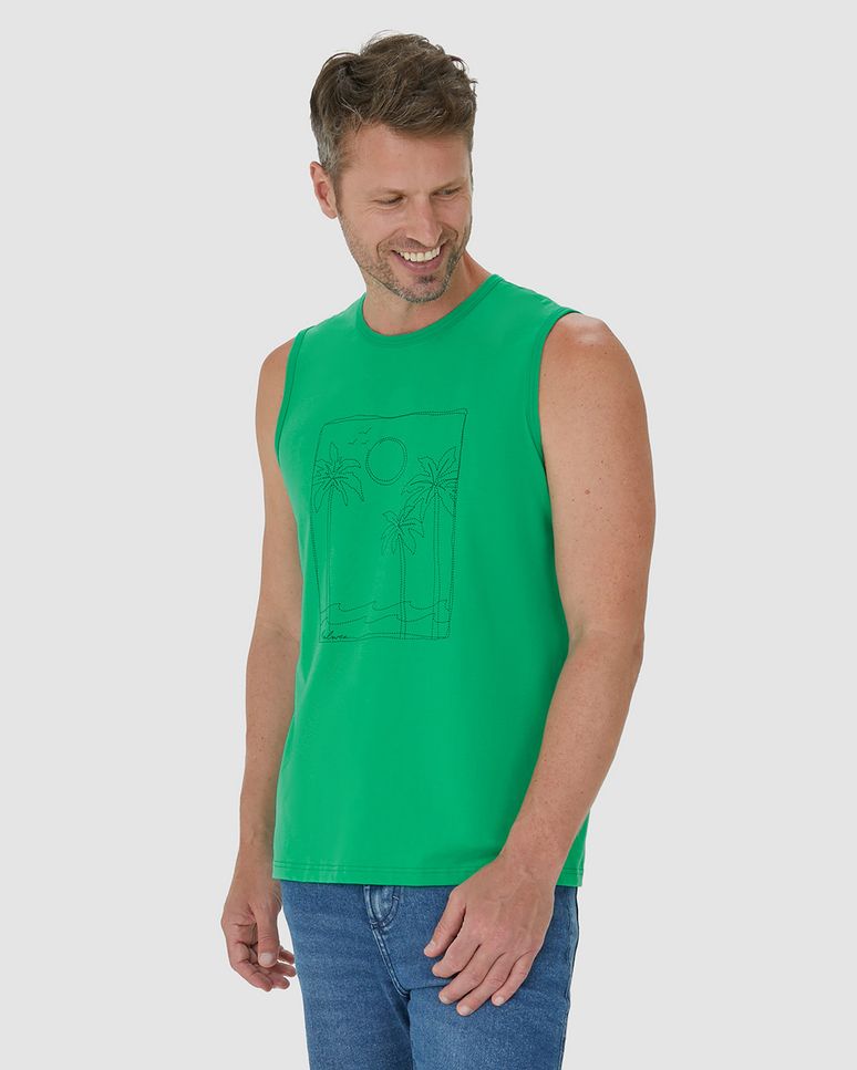 Regata Masculina Ilustração Frontal Em Algodão