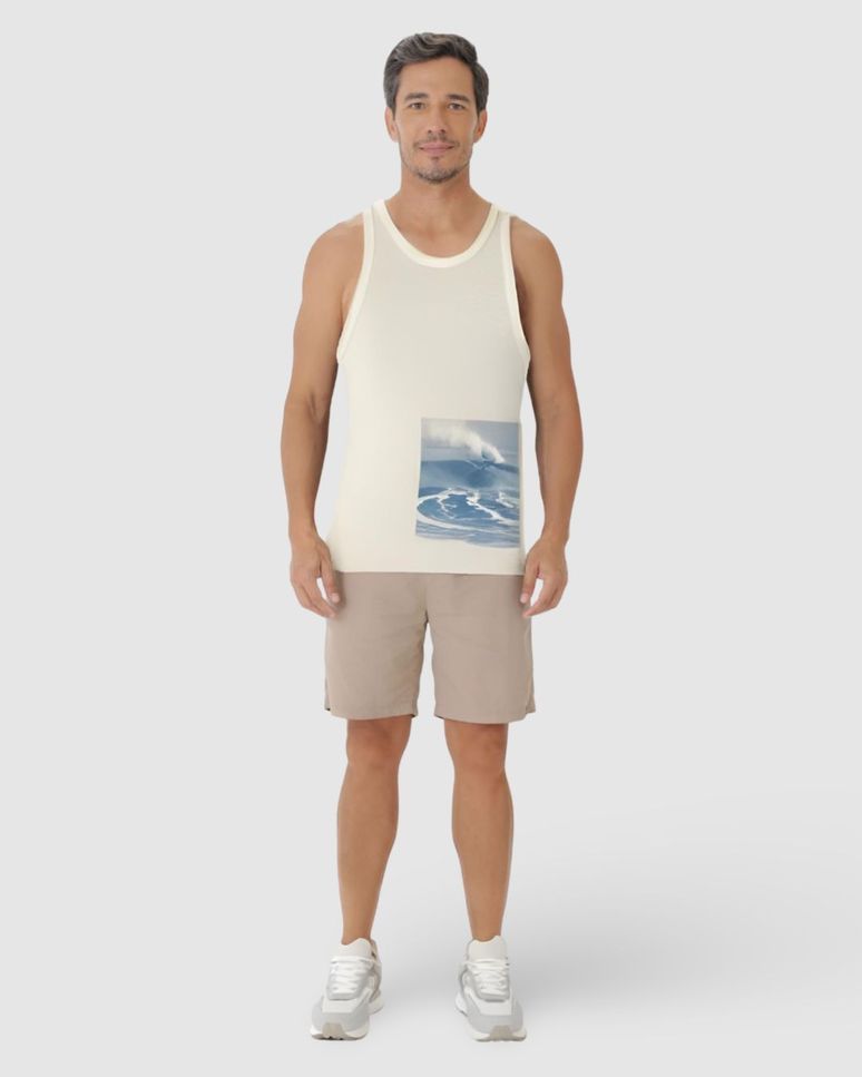 Regata Masculina Estampa Mar Em Algodão