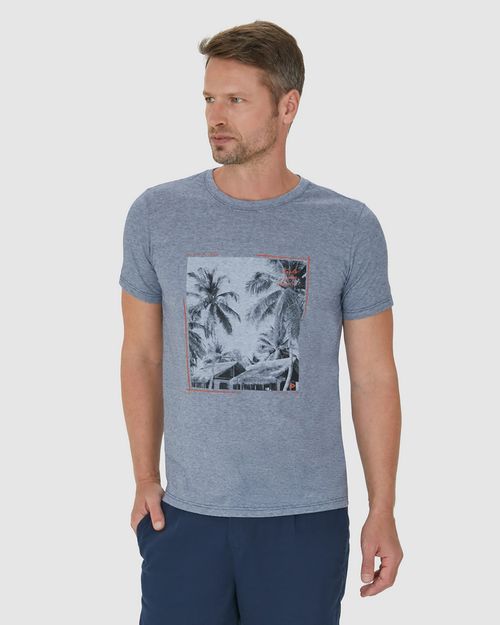 Camiseta Masculina Estampa Frontal Em Malha Fio A Fio