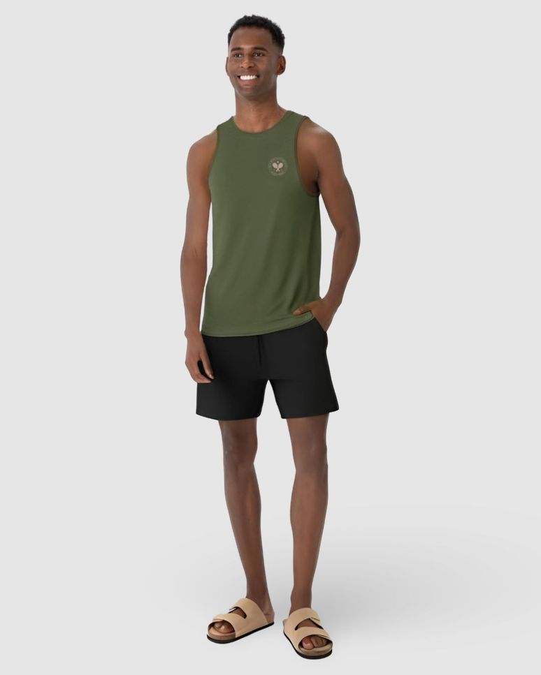 Regata Masculina Regular Estampa Peitoral E Costas Em Malha Linho