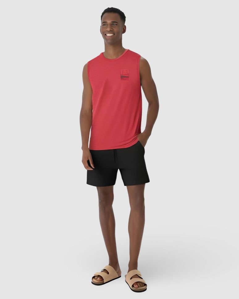 Regata Masculina Regular Estampa Peitoral E Costas Em Malha Linho