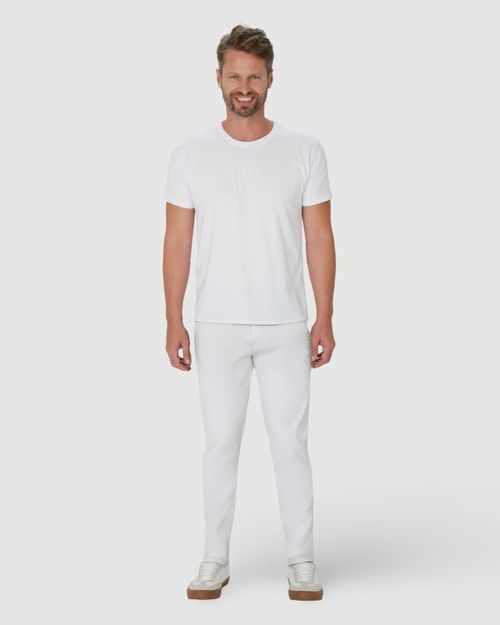Calça Chino Masculina Cintura Média Em Sarja Com Elastano