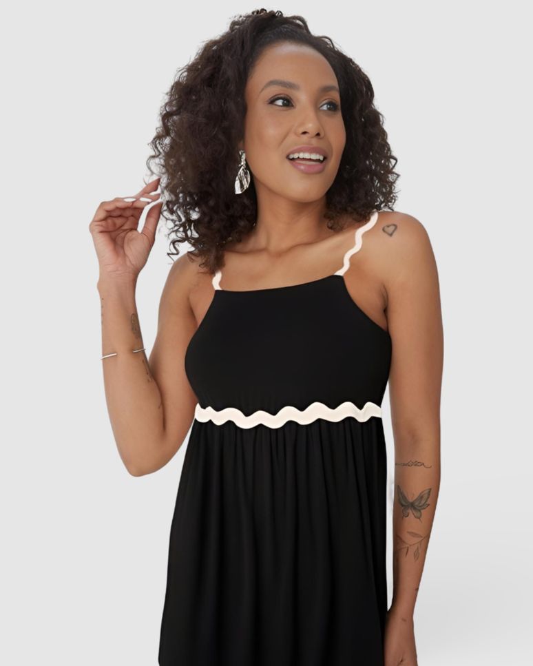 Vestido Longo Feminino Alça Sianinha Em Viscose