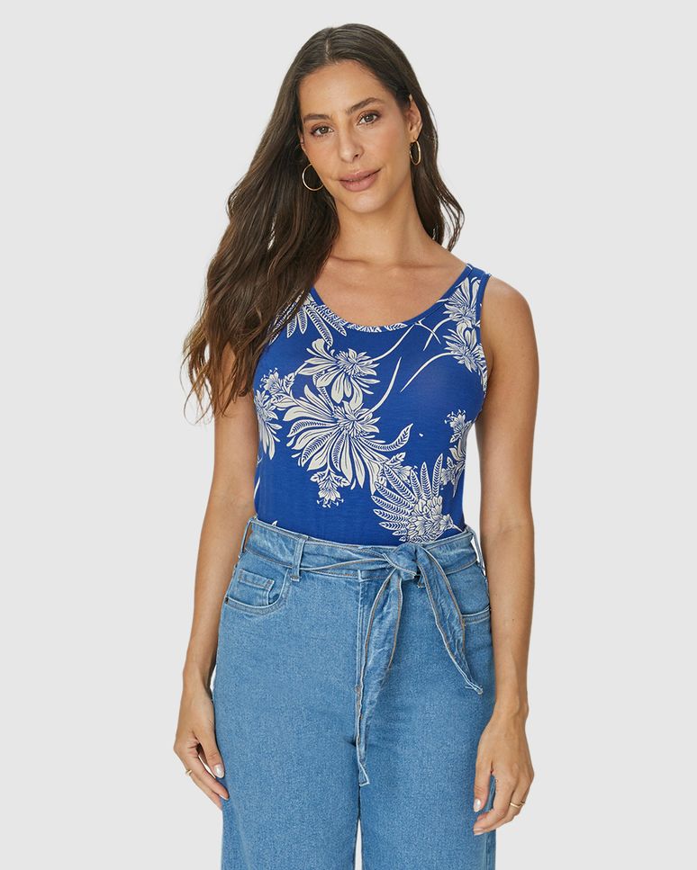 Regata Feminina Mullet Estampada Em Viscose Stretch