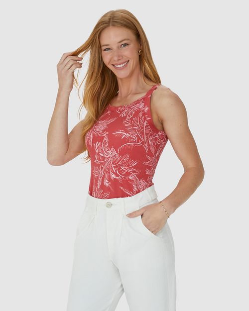 Regata Feminina Estampada Alça Fina Em Algodão