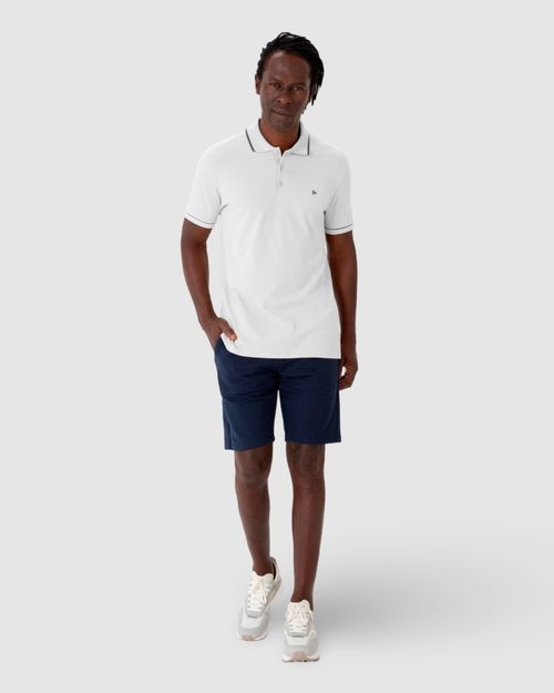 Camisa Polo Básica Masculina Bordada Em Piquet Stretch