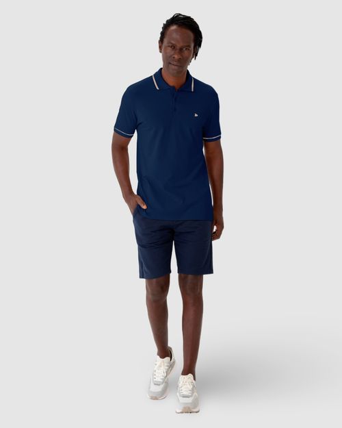 Camisa Polo Básica Masculina Bordada Em Piquet Stretch