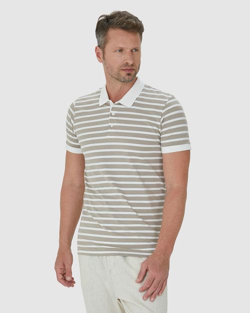 Camisa Polo Masculina Em Malha Listrada