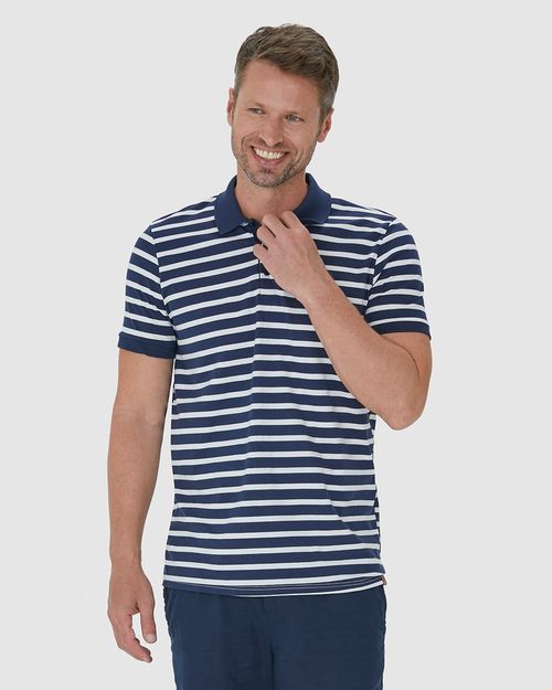 Camisa Polo Masculina Em Malha Listrada