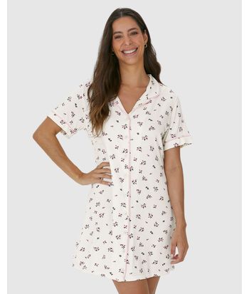 Camisola Americana Feminina Manga Curta Estampada Em Viscose Stretch