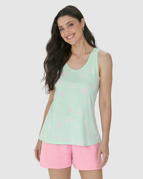 Pijama Feminino Estampa Flores Em Algodão