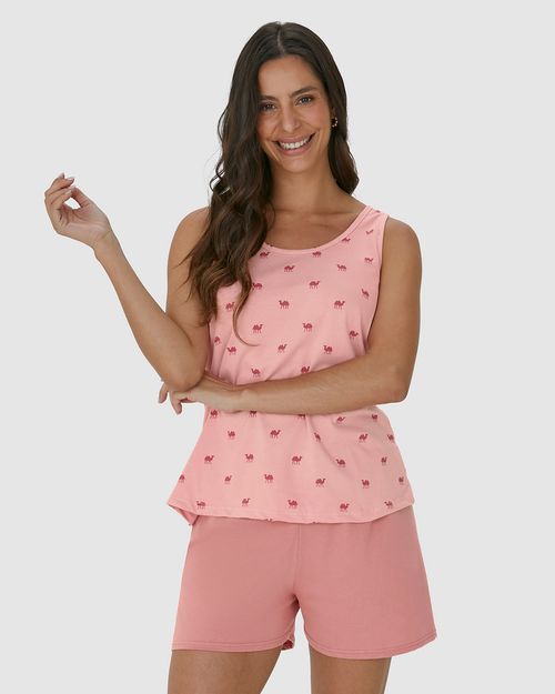 Pijama Feminino Estampa Camelos Em Algodão