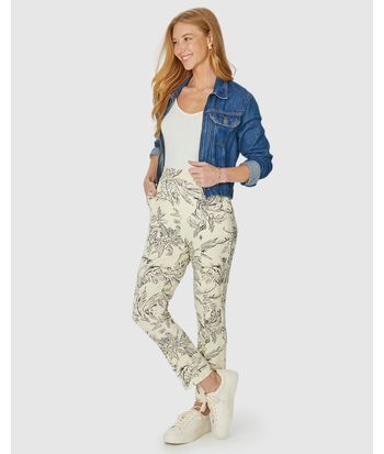 Calça Cigarrete Feminina Bolso Lateral Em Moletinho De Viscose