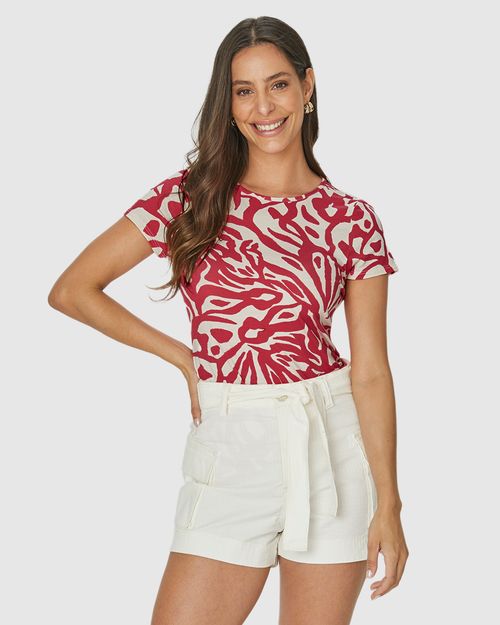 Blusa Feminina Estampa Corrida Em Viscose Stretch