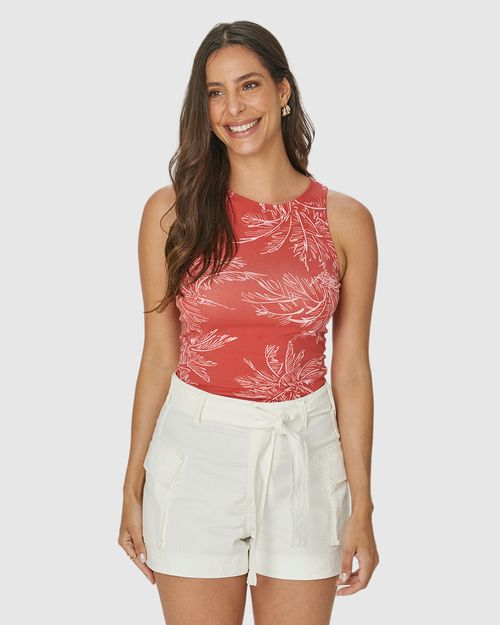 Regata Justa Feminina Estampada Em Algodão