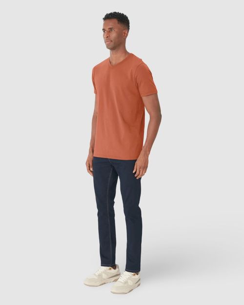 Camiseta Básica Masculina Gola V Em Algodão