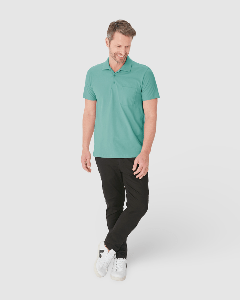 Camisa Polo Básica Masculina Gola Esporte E Bolso Piquet Stretch