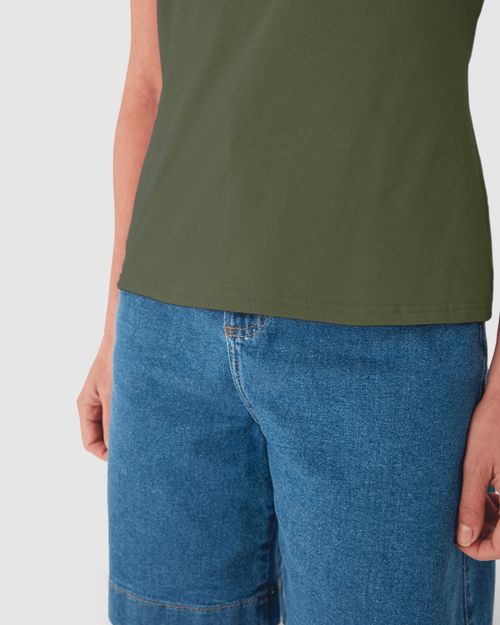 Blusa Básica Feminina Baby Look Em Algodão