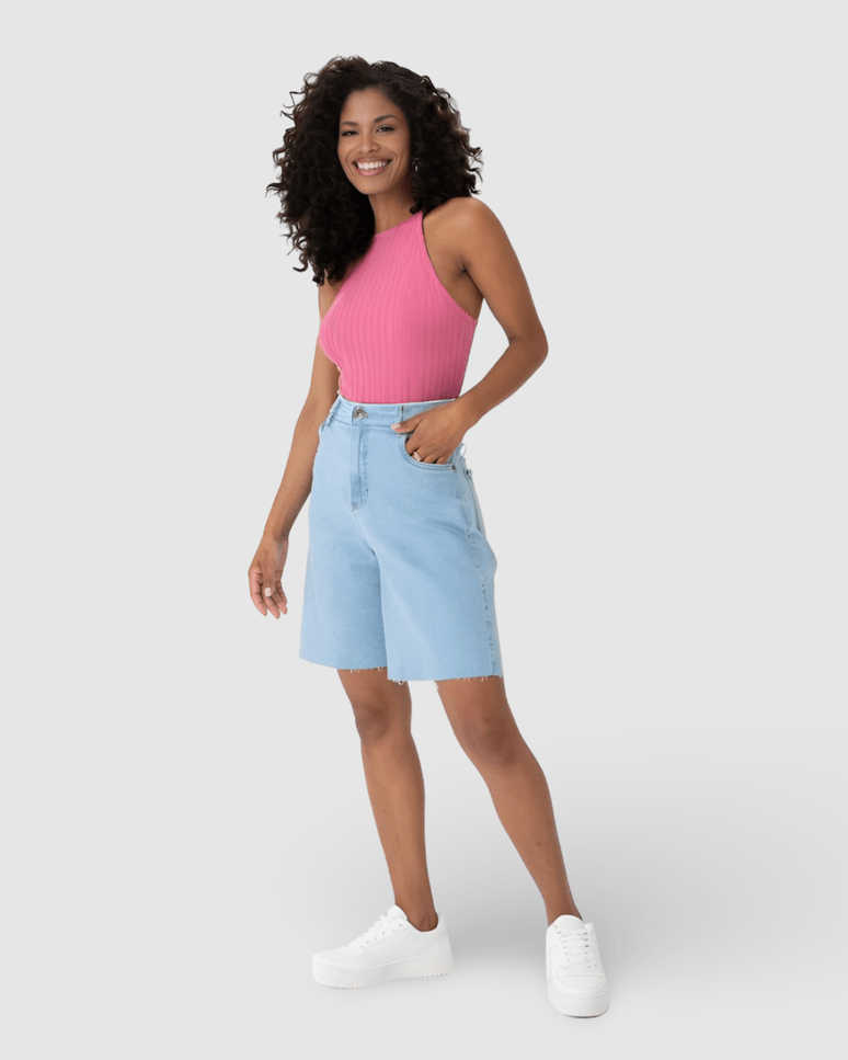 Regata Básica Feminina Nadador Em Canelado de Viscose