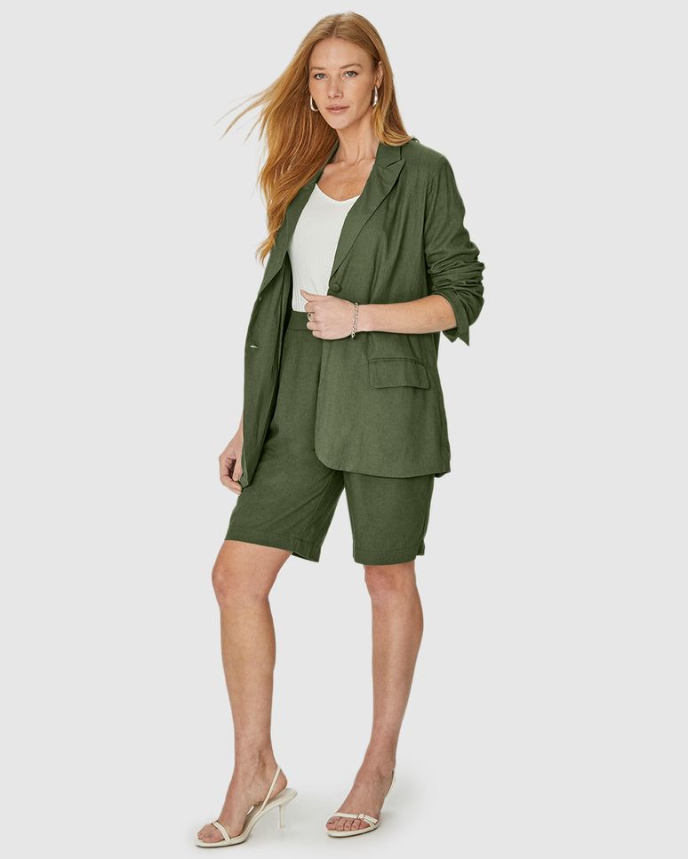 Blazer Feminino Com Bolso Frontal Em Viscolinho