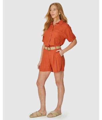 Shorts Alfaiataria Feminino Com Cinto Em Viscolinho