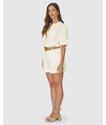 Shorts Alfaiataria Feminino Com Cinto Em Viscolinho
