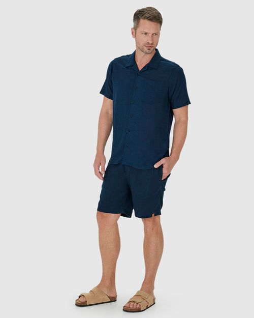 Camisa Masculina Manga Curta Bolso Peitoral Em Viscolinho