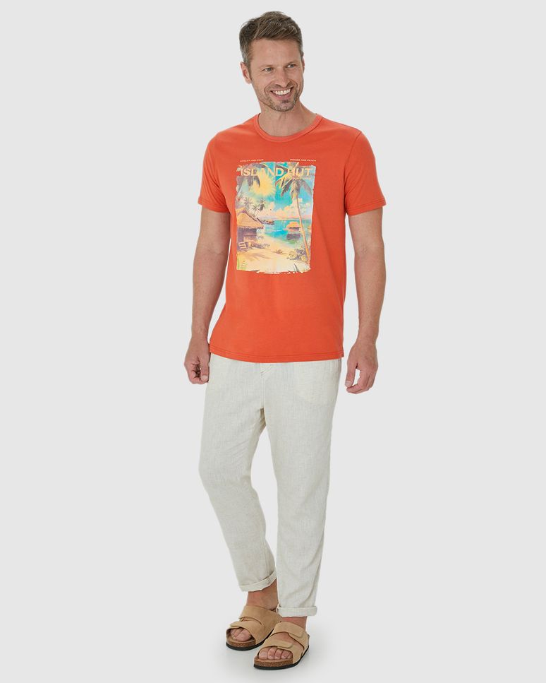 Camiseta Masculina Manga Curta Island Hut Em Algodão