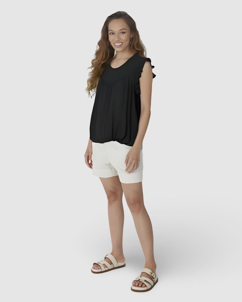 Blusa Feminina Evasê Decote Vazado Costas Em Viscose
