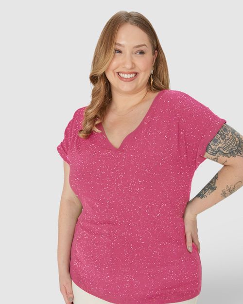 Blusa Básica Feminina Plus Size Decote V Em Viscose Botonê