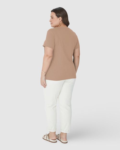 Blusa Básica Feminina Plus Size Manga Japonesa Em Viscose Stretch