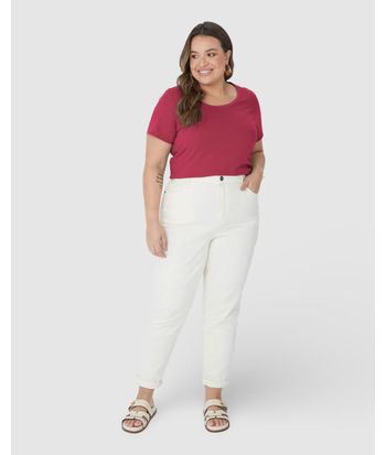 Blusa Básica Feminina Plus Size Manga Japonesa Em Viscose Stretch