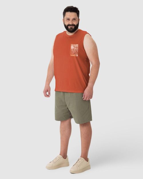 Regata Masculina Plus Size Estampa Peitoral Em Algodão