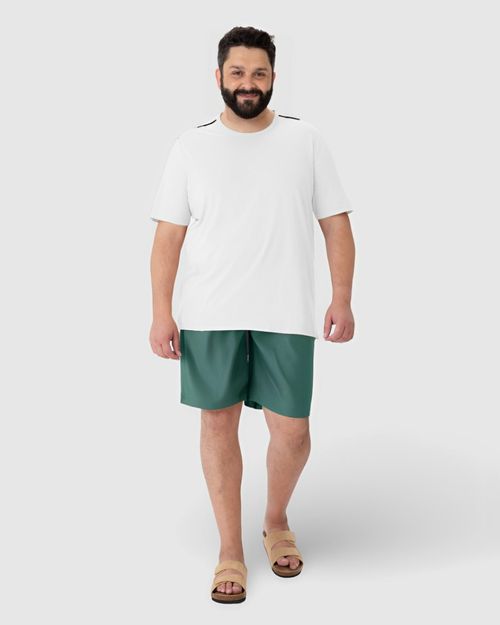 Camiseta Masculina Plus Size Com Detalhe Retilínea Em Algodão