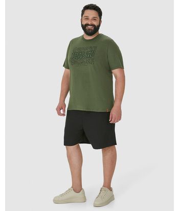 Camiseta Masculina Plus Size Spend Time Outdoors Em Malha Linho