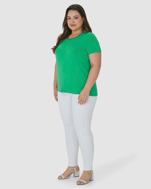 Camiseta Feminina Plus Size Coqueiro Em Viscose Stretch