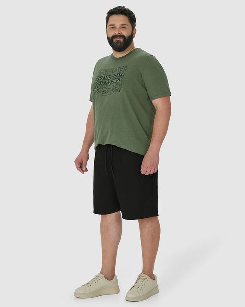 Shorts Masculino Plus Size Slim Em Algodão Sarjado