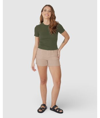 Blusa Básica Feminina Decote Redondo Em Ribana