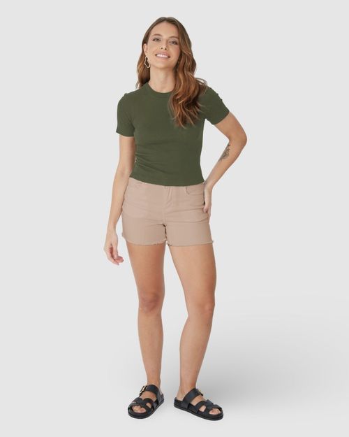 Blusa Básica Feminina Decote Redondo Em Ribana
