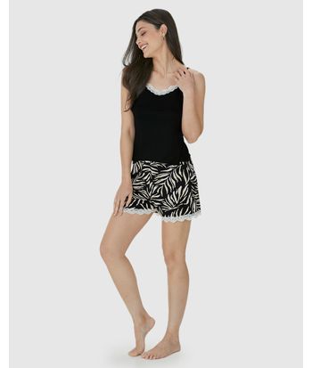 Pijama Feminino Decote V Com Renda Em Viscose Stretch