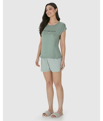 Pijama Feminino Think Happy Thoughts Em Viscose Stretch