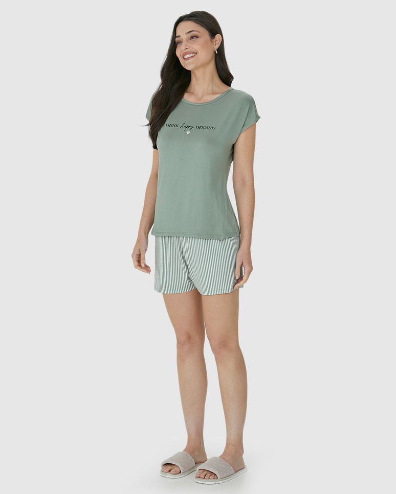 Pijama Feminino Think Happy Thoughts Em Viscose Stretch