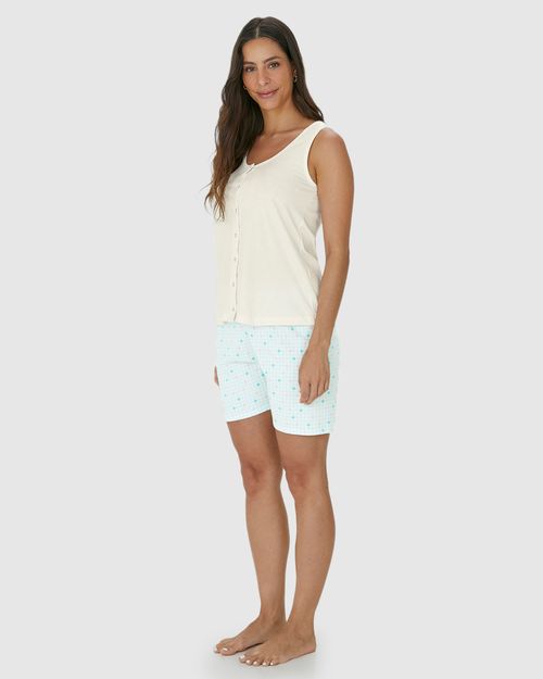 Pijama Feminino Regata Com Abertura Frontal Em Algodão