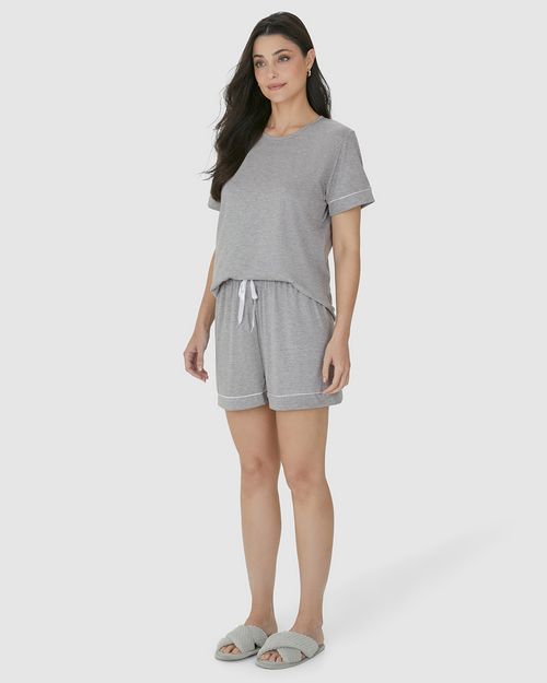 Pijama Feminino Shorts Com Laço Frontal Em Viscose Stretch