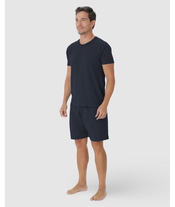 Pijama Masculino Camiseta Em Malha Listrada Eco