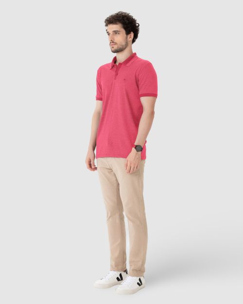 Camisa Polo Masculina Peitilho Frontal Em Malha Mesclada