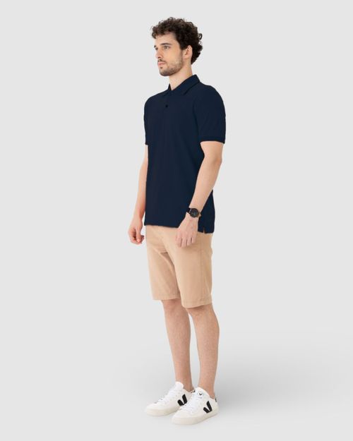 Camisa Polo Masculina Abertura Lateral Em Piquet Stretch